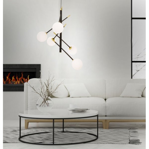 Taklampe Akrobat - Svart/matt messing/opal Taklampe Akrobat - Svart/matt messing/opal
