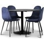 Seat spisegruppe, spisebord med 4 stk Carisma flyelsstoler - Svart/Bl
