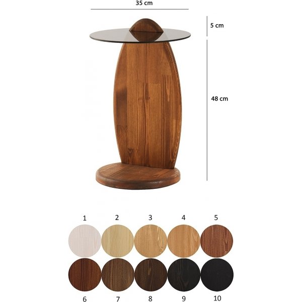 Surf sidebord Ø35 cm - Kastanje/røykfarget glass Surf sidebord Ø35 cm - Kastanje/røykfarget glass