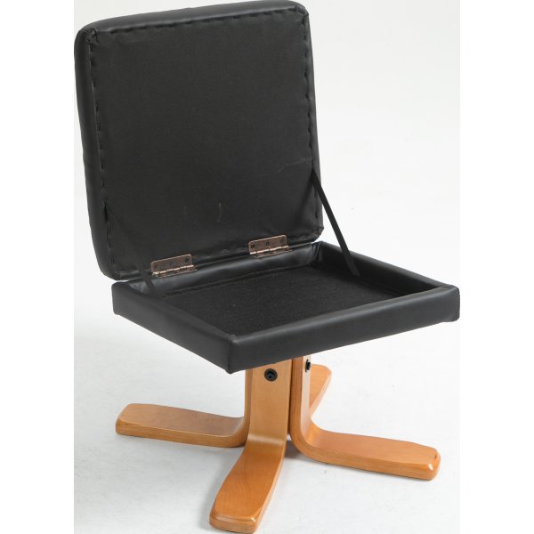 Duva hvilestol med fotskammel i sort PU med brune ben