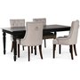 Paris spisegruppe sort bord med 4 Tuva New Port stoler i beige stoff