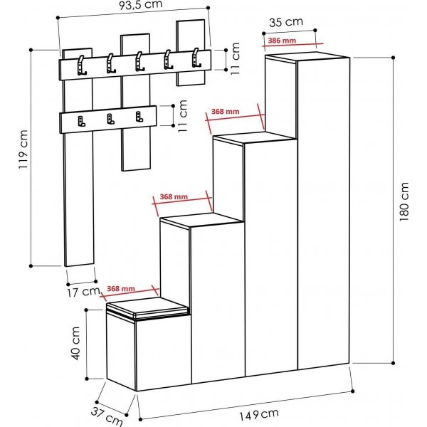 Up gangmøbel - Antikkhvit Up gangmøbel - Antikkhvit