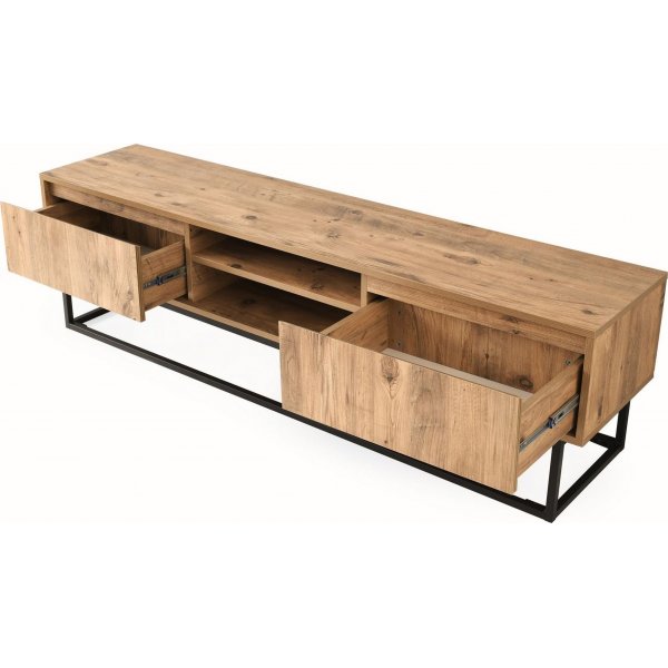 Belinda mediebenk, 140 cm - Svart/furu Belinda mediebenk, 140 cm - Svart/furu