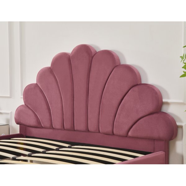 Saga sengeramme med sengegavl 160 x 200 cm - Rosa flyel