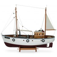 Modellbåt klassisk Fiskebåt - Brun/hvit