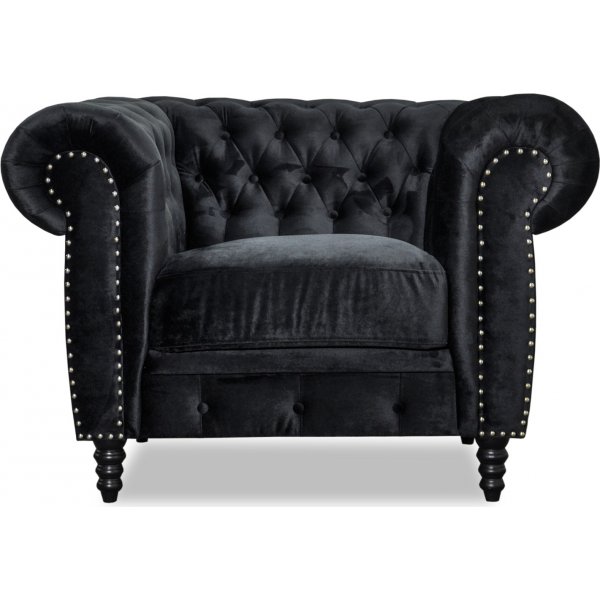 Ashford chesterfield lenestol - Svart flyel