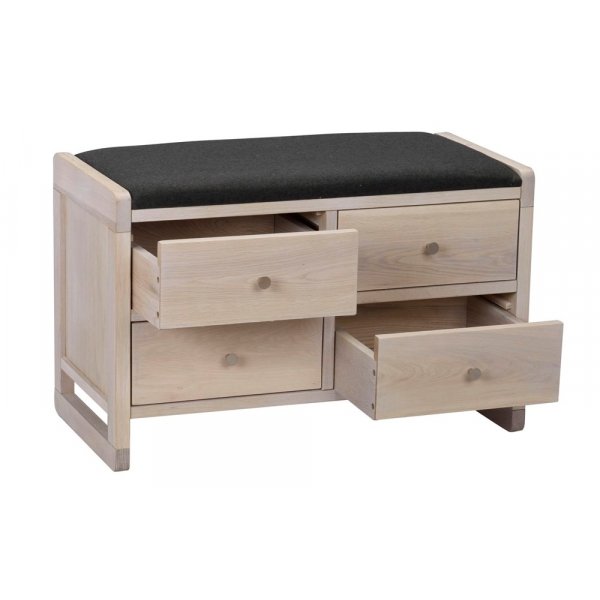 Confect oppbevaringsbenk - Whitewash eik/svart