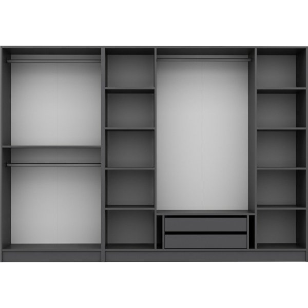 Cikani garderobe med speildør 225x52x210 cm - Antrasitt Cikani garderobe med speildør 225x52x210 cm - Antrasitt