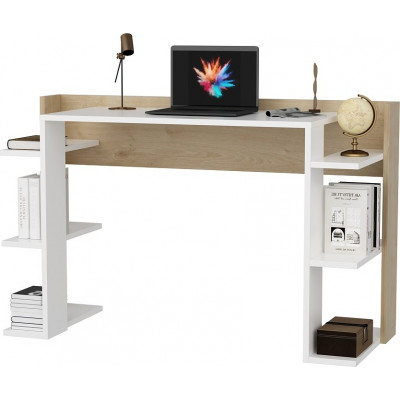 Platanus skrivebord Hvit/eik - 122,7 x 45 cm