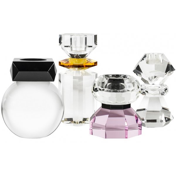 Christel Lysestake TM010730 - Krystall rosa svart Christel Lysestake TM010730 - Krystall rosa svart