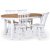 Fårö spisegruppe; spisebord 160/210x90 cm - Hvit / oljet eik med 4 hvite Karl pinnestoler