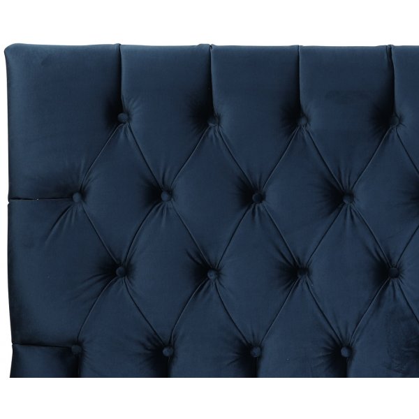 Presley senggavle med knapper (Blå fløyel) - Valgfri bredde Presley senggavle med knapper (Blå fløyel) - Valgfri bredde