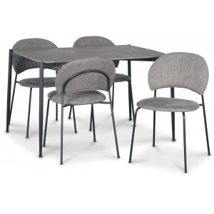 Tofta spisegruppe med bord på 120 cm i betongimitasjon + 4 stk Hogrän grå stoler Tofta spisegruppe med bord på 120 cm i betongimitasjon + 4 stk Hogrän grå stoler