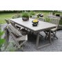 Spisegruppe Salt, gr teak: Bord 240 cm inkludert 6 stk. sammenleggbare stoler i gr teak