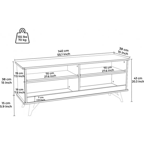 Parker mediebenk - Hvit Parker mediebenk - Hvit