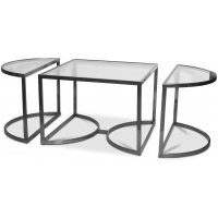 Prins deluxe salongbord 3-deler - SølvSølv/Glass Prins deluxe salongbord 3-deler - SølvSølv/Glass