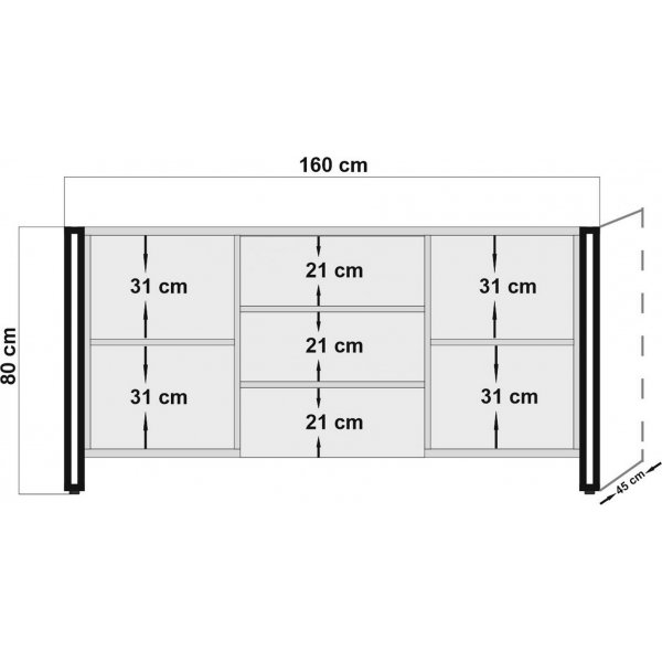 Arcas Tonya skjenk - Furu/sort