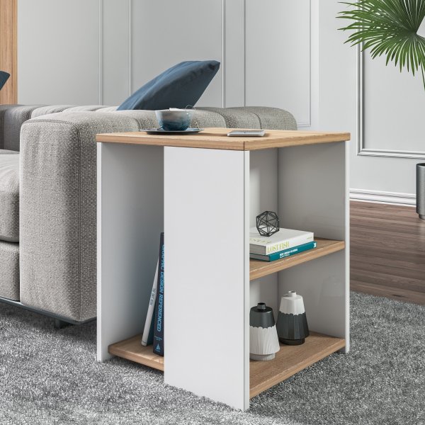 Roma sidebord 40 x 40 cm - Eik/hvit Roma sidebord 40 x 40 cm - Eik/hvit