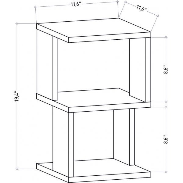 Carter nattbord - Mrk eik/hvit