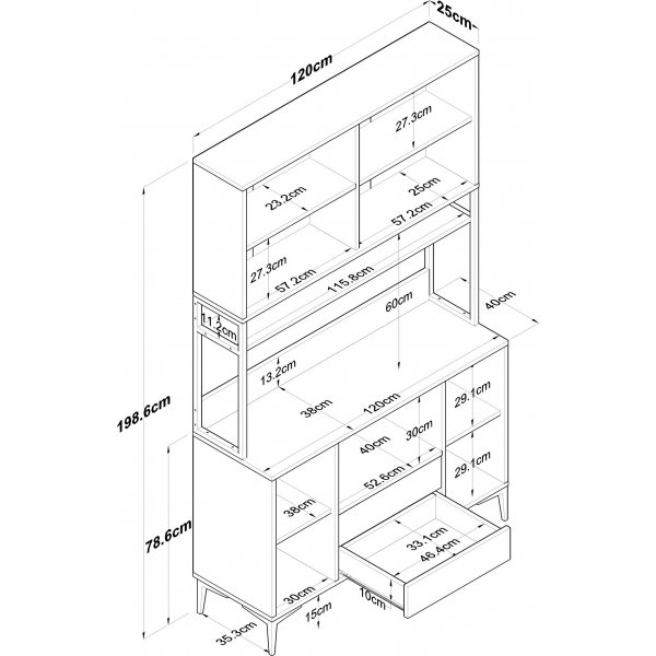 Jeriko kjøkkenskap 169 - Hvit/valnøtt Jeriko kjøkkenskap 169 - Hvit/valnøtt