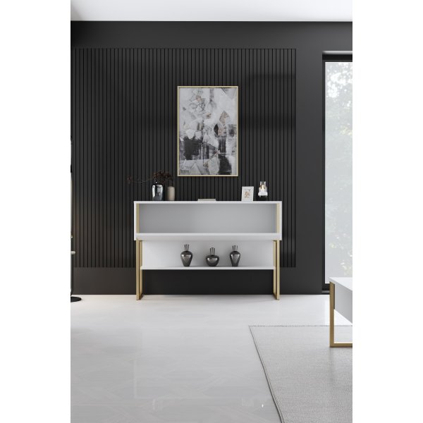 Lux avlastningsbord 120 x 30 cm - Hvit/gull Lux avlastningsbord 120 x 30 cm - Hvit/gull