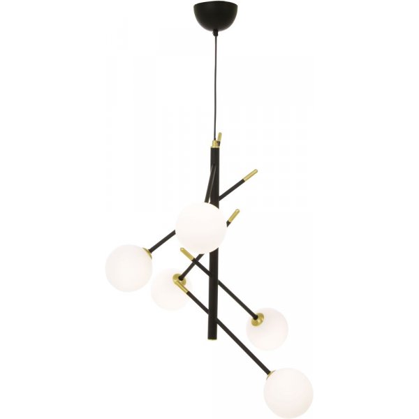 Taklampe Akrobat - Svart/matt messing/opal