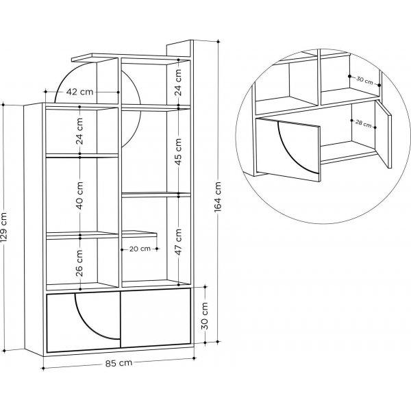 Half bokhylle - Hvit/lys mokka Half bokhylle - Hvit/lys mokka