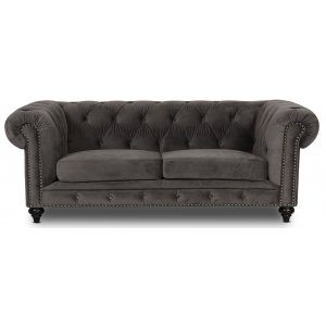 Chesterfield Montgomery 3-seters sofa - Grå fløyel Chesterfield Montgomery 3-seters sofa - Grå fløyel