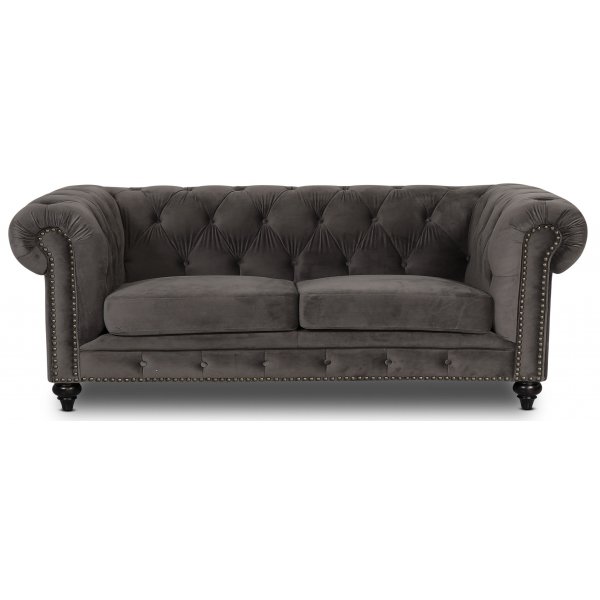 Chesterfield Montgomery 3-seters sofa - Gr flyel