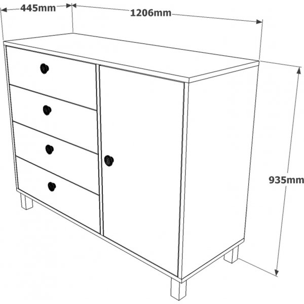 Vilamo kommode 81 - Furu/hvit Vilamo kommode 81 - Furu/hvit