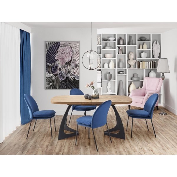 Blackhaven spisebord 90x160-200 cm - Eik/sort