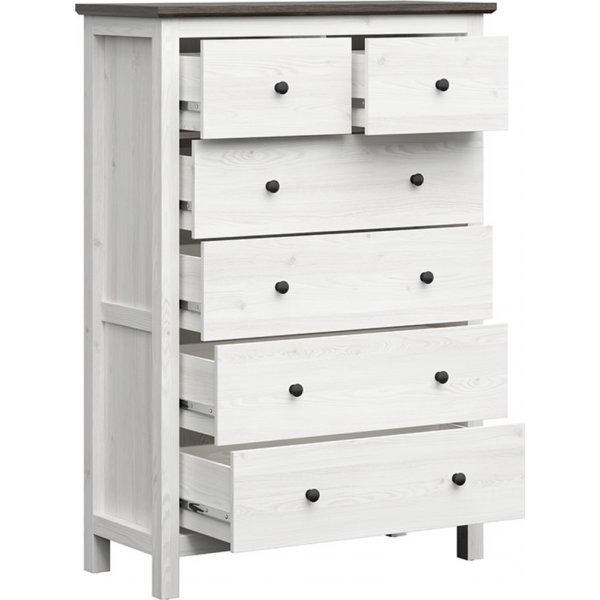 Hesen kommode 145 cm - Hvit/svart