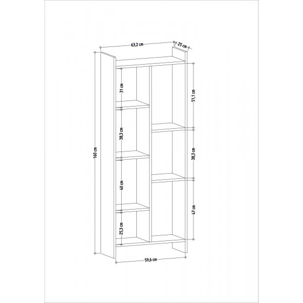 Eden bokhylle - Hvit/eik Eden bokhylle - Hvit/eik