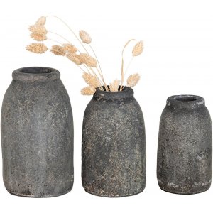 Velas Terracotta dekorativ vase - Mrk gr - 3 stk