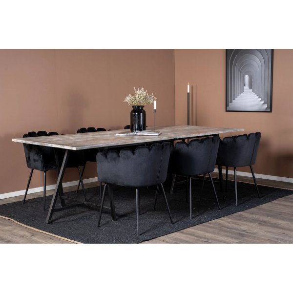 Kvarn�sen spisebord, 250 cm - Teak/svart