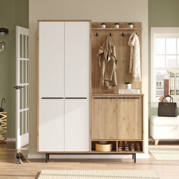 Oasis hallmøbler - Eik/hvit Oasis hallmøbler - Eik/hvit