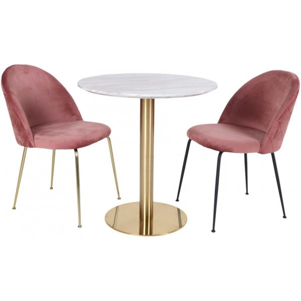 Bolzano spisebord - Marmor imitasjon / messing - ø90 Bolzano spisebord - Marmor imitasjon / messing - ø90