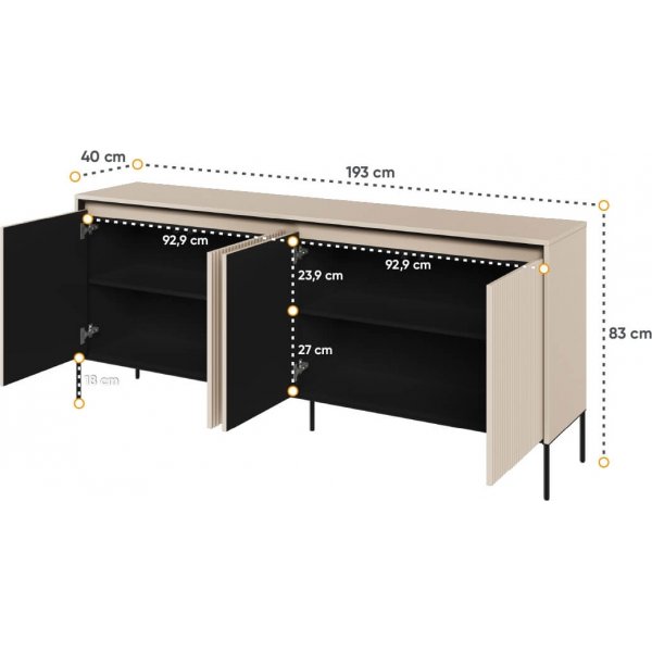 Trend skjenk B193 cm - Beige/svart Trend skjenk B193 cm - Beige/svart