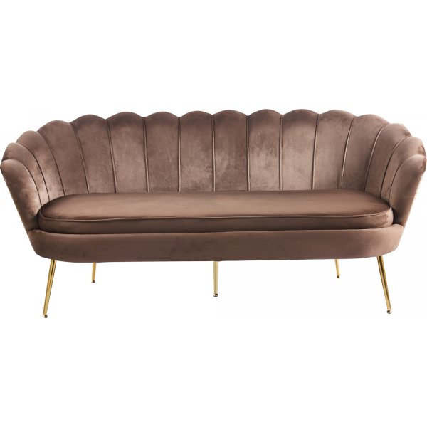 Musslan 3-seters sofa - Brun / messing + Flekkfjerner for møbler Musslan 3-seters sofa - Brun / messing + Flekkfjerner for møbler