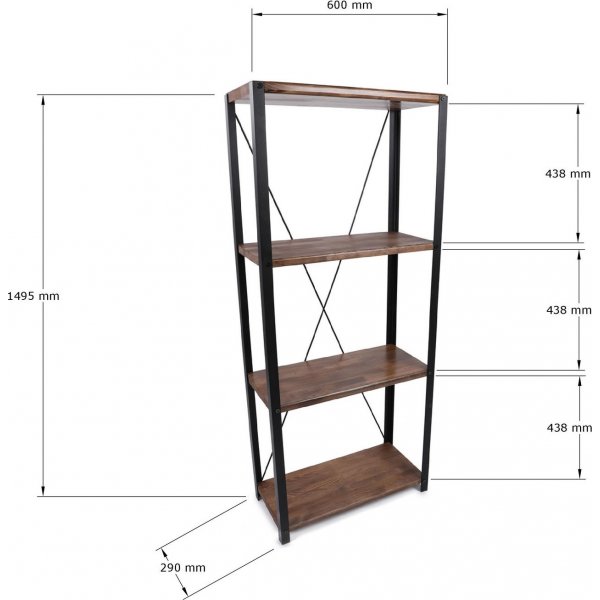 Lola bokhylle - Valnøtt/svart Lola bokhylle - Valnøtt/svart