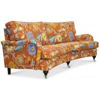 Savoy 3-seter buet sofa med blomstret stoff - Havanna Terracotta Savoy 3-seter buet sofa med blomstret stoff - Havanna Terracotta