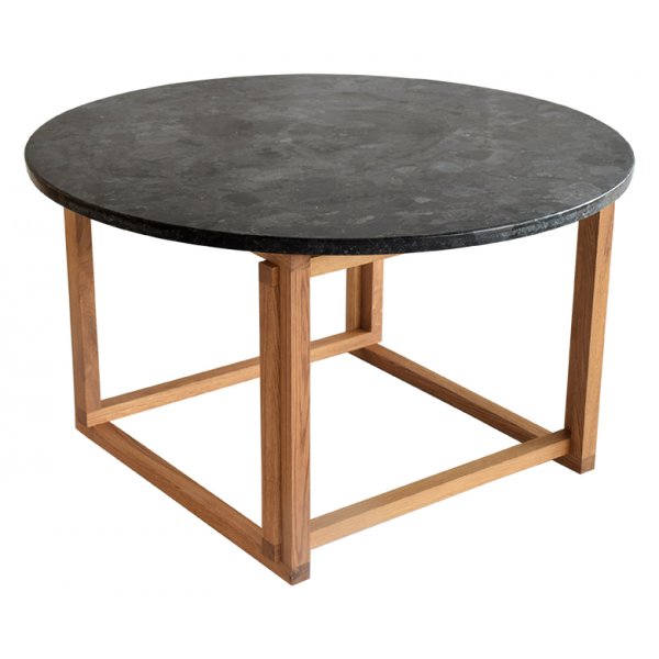 Accent sofabord rund 85 - Sort Granitt / Oljet eik