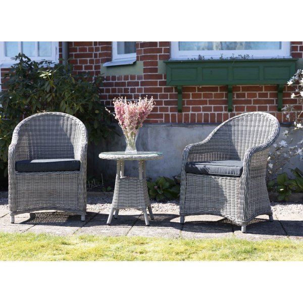 Mercury utemøbelsett med bord nr 2 - Grå kunstrotting Mercury utemøbelsett med bord nr 2 - Grå kunstrotting