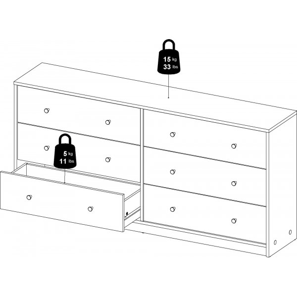 Mai kommode med 6 skuffer - Grå + Tekstilpleie for møbler Mai kommode med 6 skuffer - Grå + Tekstilpleie for møbler