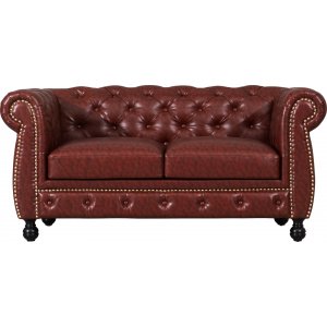 Chesterfield sofa 2-seter i brun PU