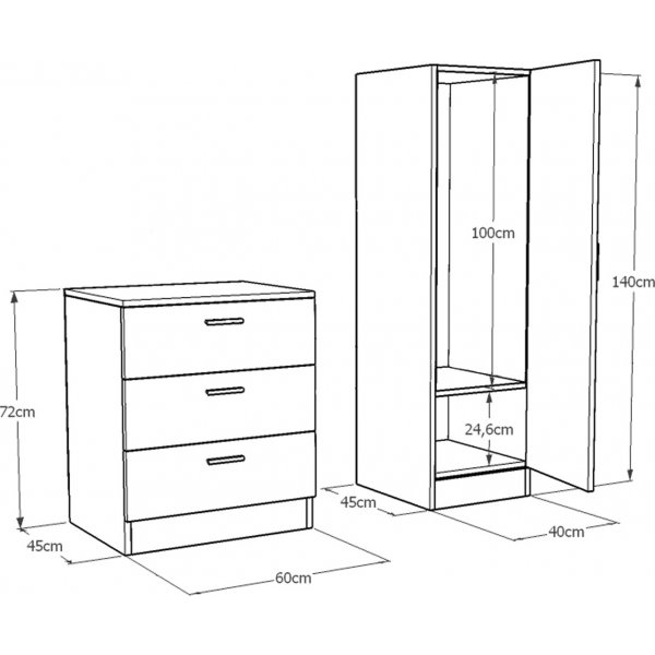 Cecilia skap og kommode - Furu/antrasitt Cecilia skap og kommode - Furu/antrasitt