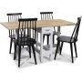 Signum spisegruppe Slagbord hvit/eik med 4 sorte Dalsland stokkstoler + 3.00 x Mbelftter