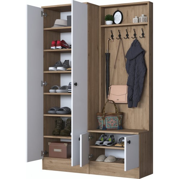 Mendy hallmøbler 120 cm - Valnøtt/hvit Mendy hallmøbler 120 cm - Valnøtt/hvit