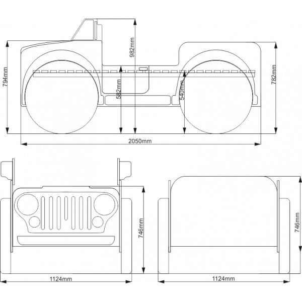 Monster truck sprinkelseng - 90 x 190 cm
