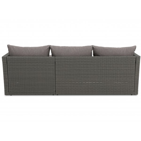 Miami utegruppe sofa med bord - Grå kunstrotting + Møbelføtter Miami utegruppe sofa med bord - Grå kunstrotting + Møbelføtter